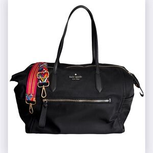Kate Spade Chelsea Nylon Weekender Black Duffle Bag